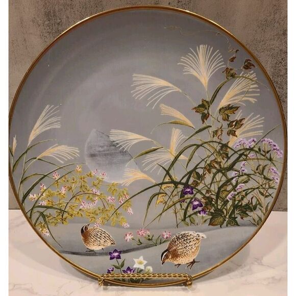 Franklin Porcelain Naoko Nobata 1979 Luxury Naugetsu 12 Months Flower Bird Quail - Picture 1 of 8